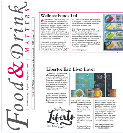 Wellnice Foods & Liberto feature in Food & Drinks Matters